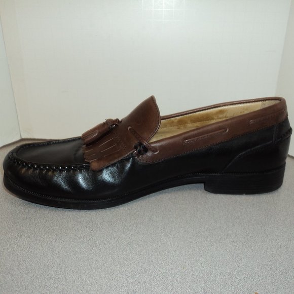 Dockers Men's 11 M Leather Loafers Shoes Black Brown Slip On Tassels Heels - Picture 9 of 13
